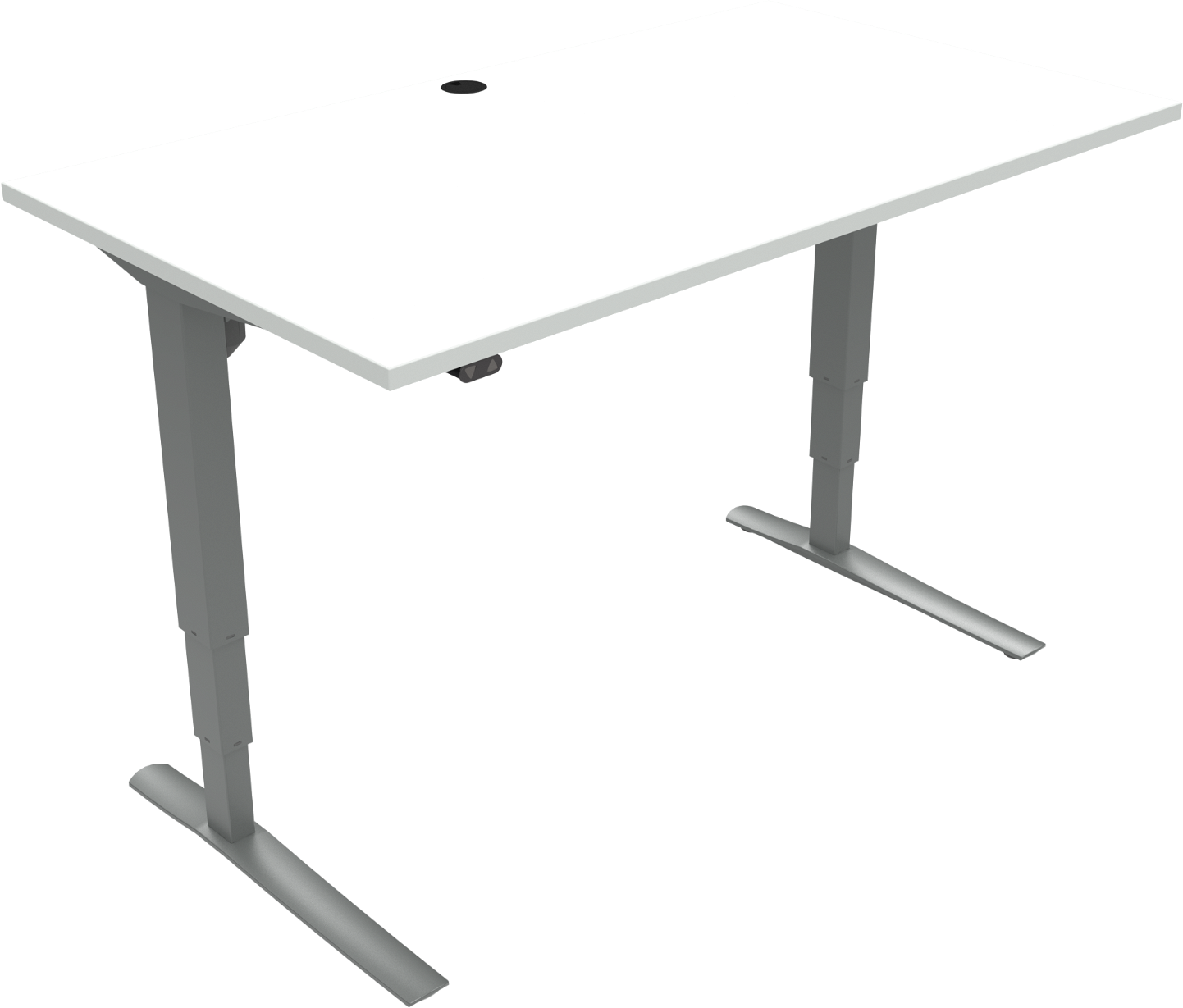 Hæve-sænkebord Zennord Rise Rest 140x80 cm - Hvid/Sølv