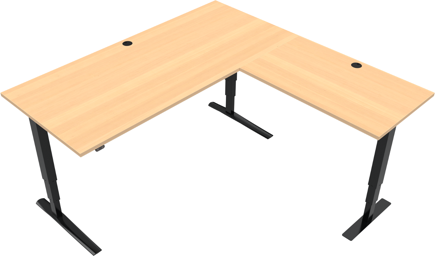 Ergonomisk Hæve-/Sænkebord Zennord - Bøg/Sort 180x180 cm