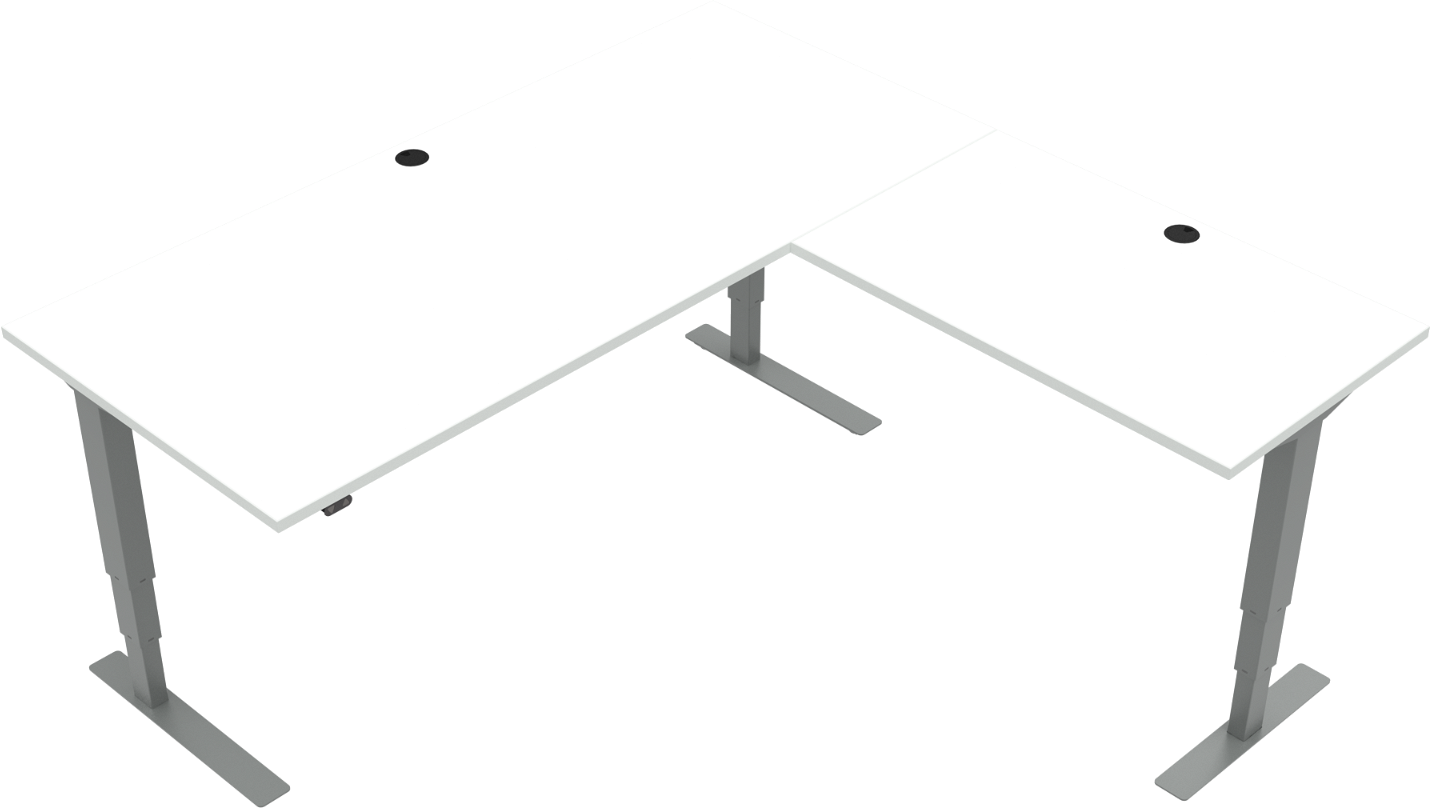 Hæve- Sænkebord Zennord Versastand Ergonomisk Tre-bens Firkantet 57-122 Cm Hvid Sølv