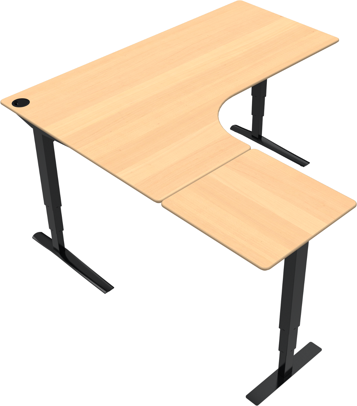Hæve-sænkebord L-form Tre-bens Zennord Rise Rest Sort 125x180 cm