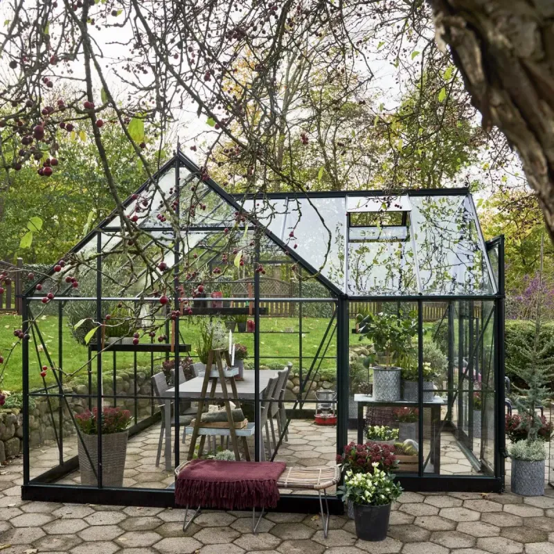 Halls Garden Room Grøn 12   Mâ      Mm Hærdet Glas Drivhus-orangeri