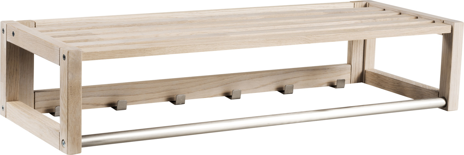 Hattehylde Rowico Confetti   Hvidkalket Egetræ Med Metalstang 80x30x17 Cm