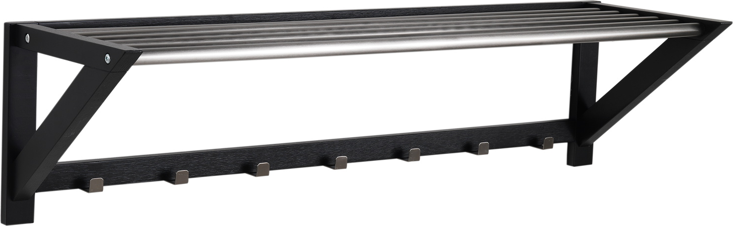 Hattehylde Rowico Confetti Knagerække   Sortlakeret Massivt Egetræ Med Rustfri Metalkroge 100ã 30 Cm