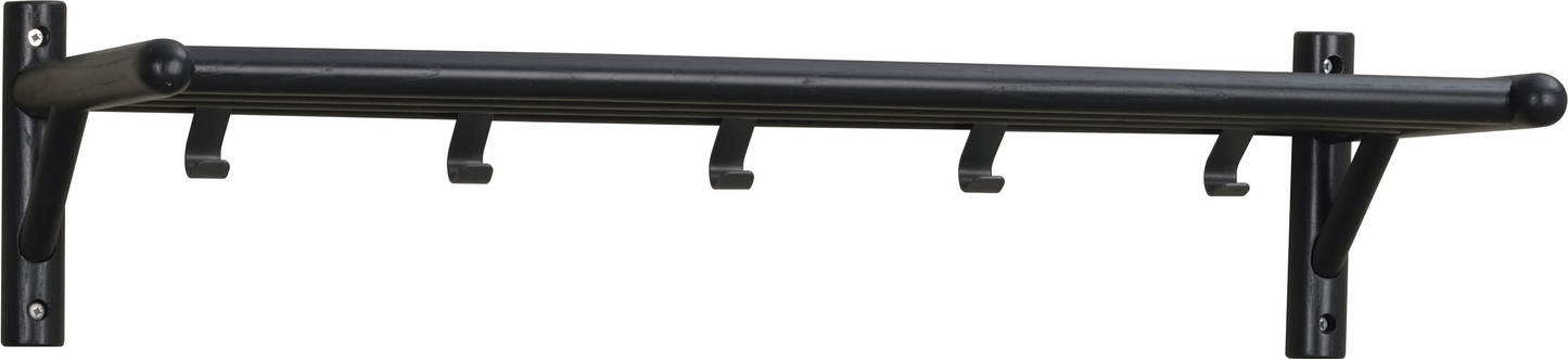 Hattehylde Rowico Milford Sort Knagerække Med Hylde Massivt Egetræ Og Metal H19ã B80ã D33 Cm