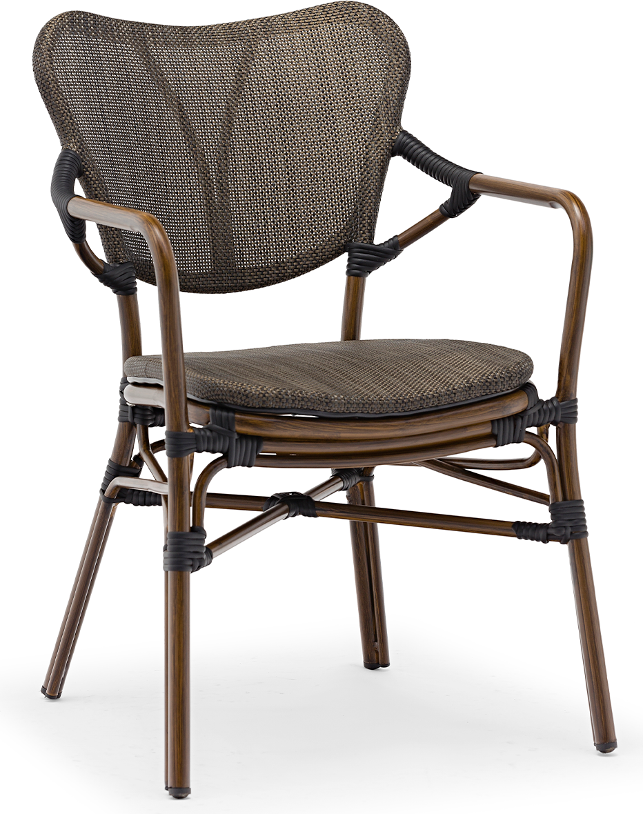 Havestol House Of Sander Colmar Udendørs Spisebordsstol   Aluminium Lysebrun Med Sorte Detaljer H84ã B56ã L64 Cm