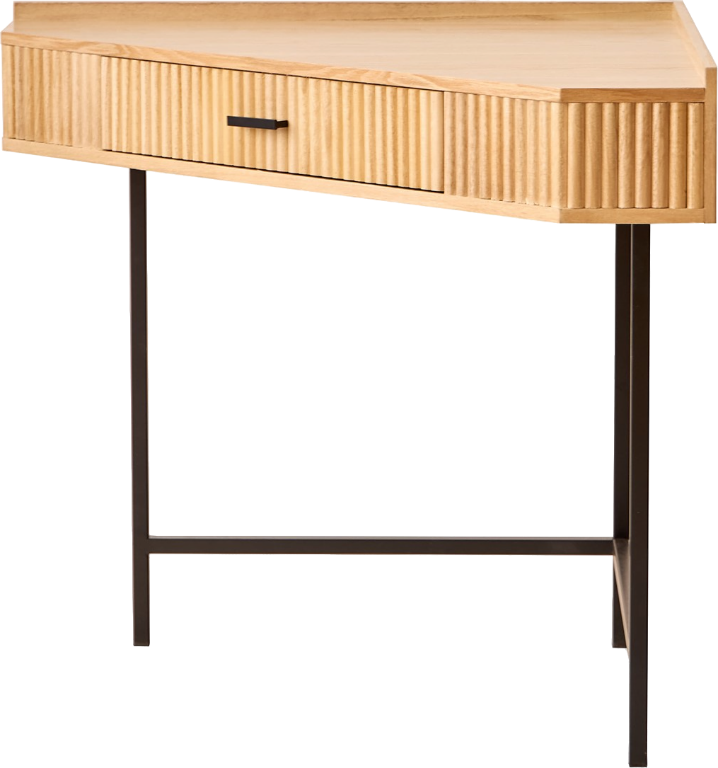 Hjørneskrivebord Nordlys Furniture Seto Natur Metalramme Med Skuffer 80x80 Cm