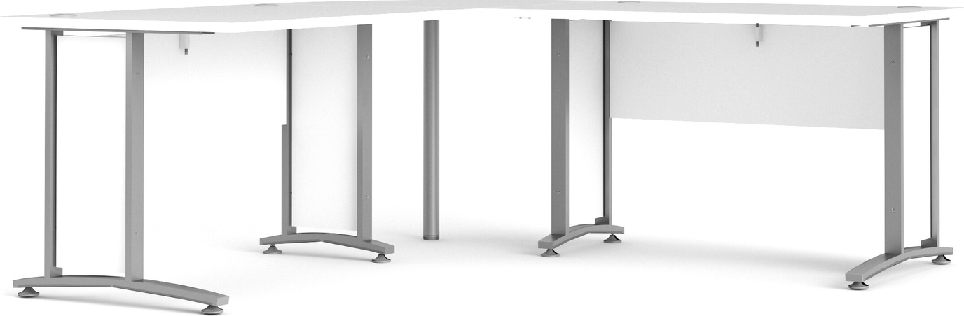 Hjørneskrivebord Vesterholm Prima 200ã 200ã 74 Cm Hvid Grå Melamin Spånplade Stor Arbejdsflade