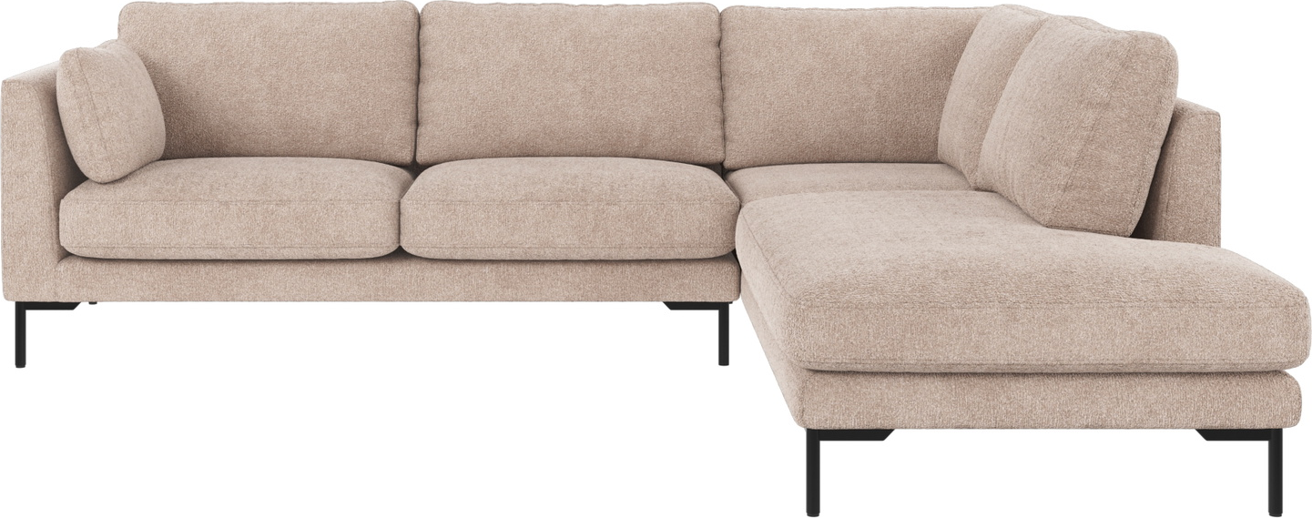 Hjørnesofa Højrevendt Rowico Corwin   Lysebeige Greg-stof Med Sorte Pulverlakerede Metalben