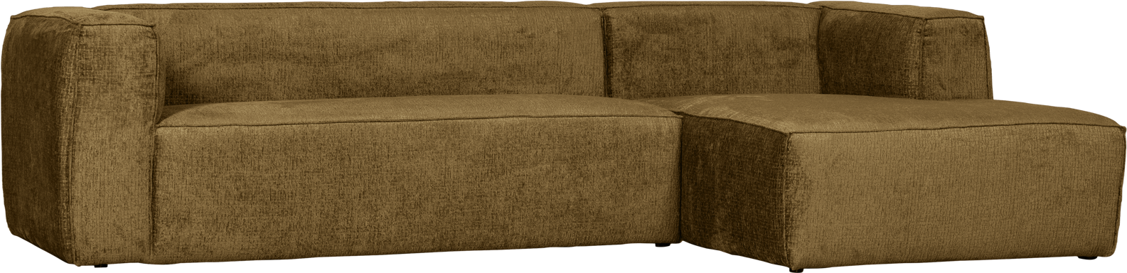 Hjørnesofa Højrevendt Woood Bean Rustfarvet Strukturvelour 305x175 Cm   Modulsofa Med Chaiselong