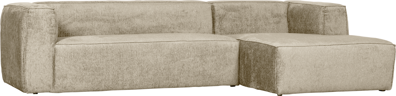 Hjørnesofa Højrevendt Woood Bean Strukturvelour Creme 305x175 Cm Chaiselong Komfort