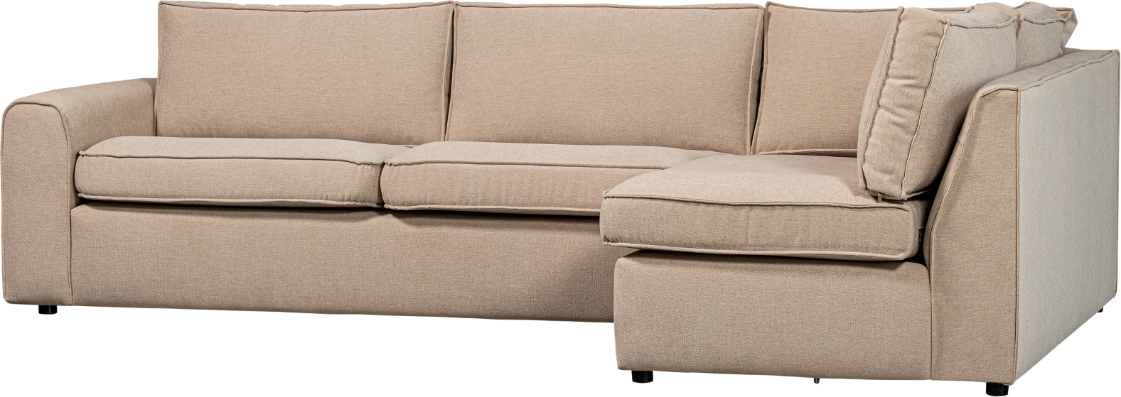 Hjørnesofa Højrevendt Woood Freek Varm Beige Polyester 284x175 Cm