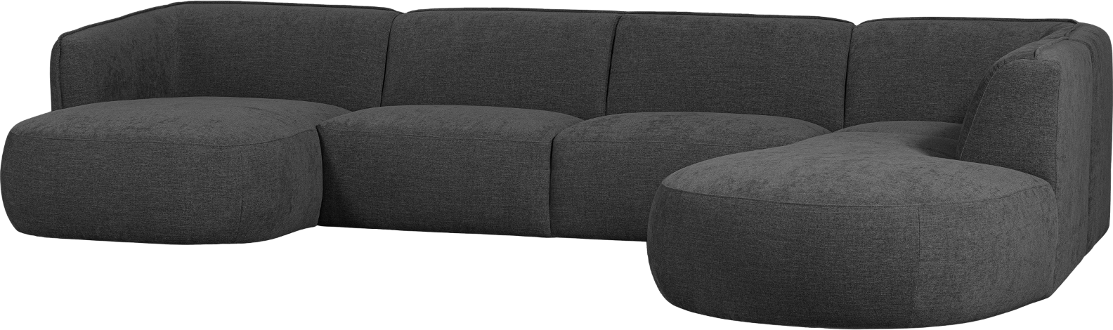 Hjørnesofa Højrevendt Woood Polly Grå 353x245 Cm Vævet Polyester Organisk Design