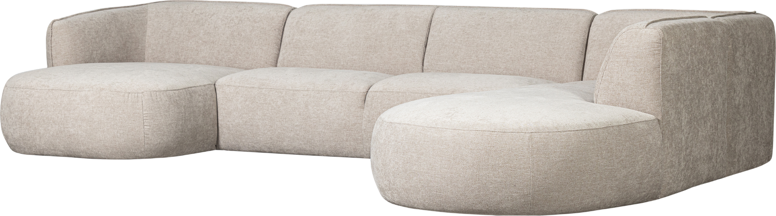 Hjørnesofa Højrevendt Woood Polly Sandfarvet Polyester 245x353 Cm