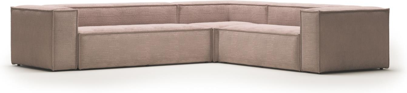 Hjørnesofa Kave Home Blok i Lyserød Ribstof – Fantastisk Tilbud!
