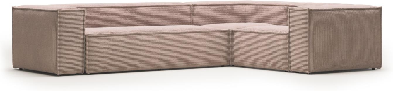 Modulær Hjørnesofa i Lyserød Fløjl – Elegance til Stuen