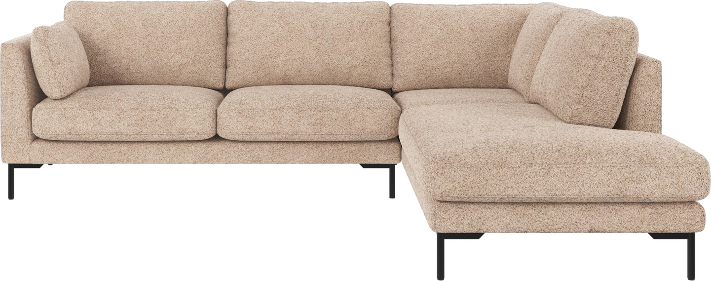 Hjørnesofa Rowico Corwin Højrevendt Anna Lysebeige Polyester Med Sorte Metalben 16 Cm H83ã B266ã D226 Cm