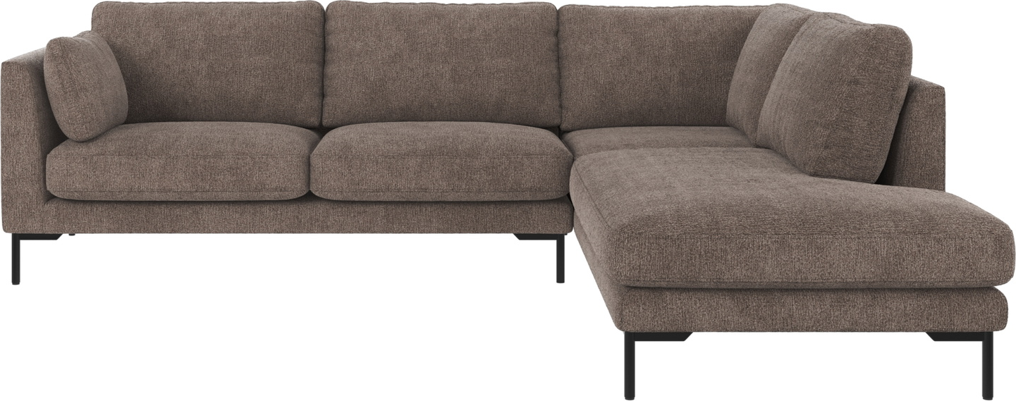 Hjørnesofa Rowico Corwin Højrevendt Mørk Beige Greg Stof Med Sorte Metalben H83ã B266ã D226 Cm