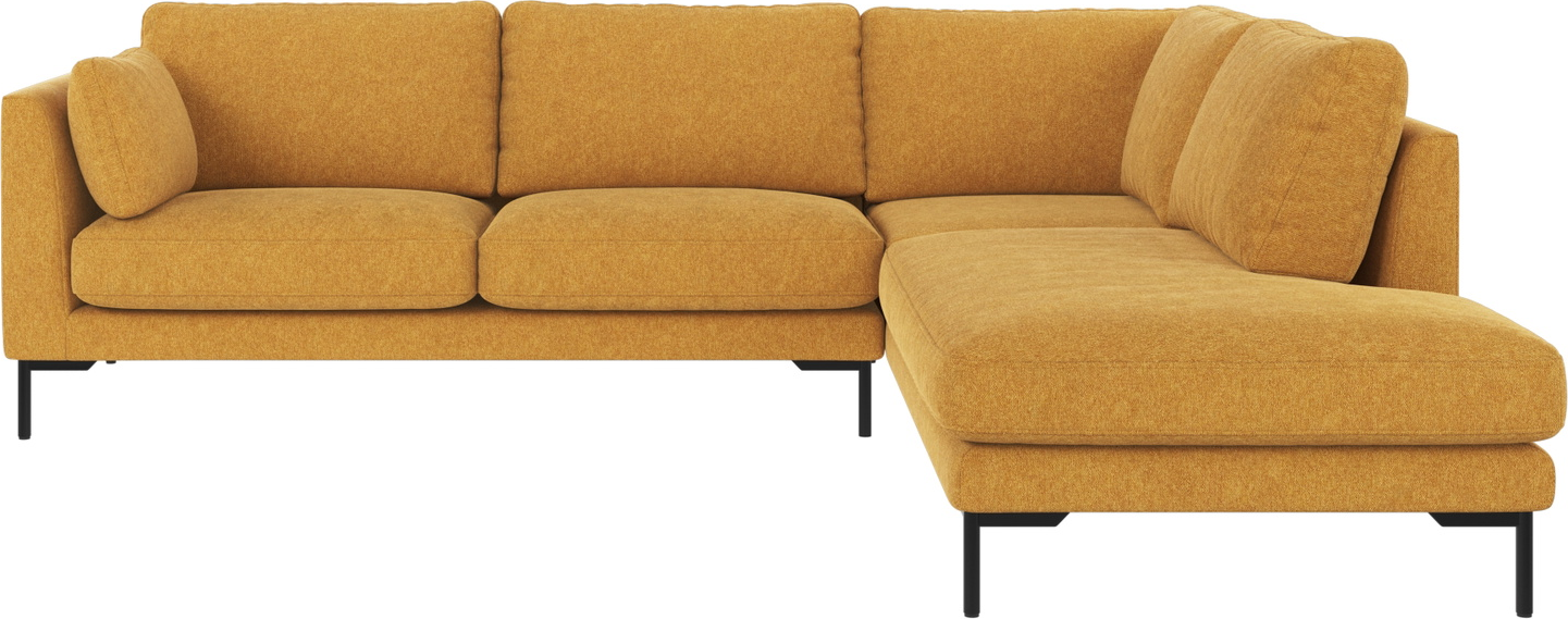 Hjørnesofa Rowico Corwin Højrevendt Loungesofa Gul Brenda Stof Sort Metalben 266ã 226ã 83 Cm
