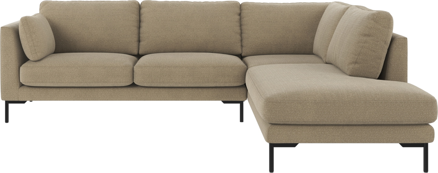 Hjørnesofa Rowico Corwin Højrevendt Mørk Beige Polyester Stof Sorte Metalben H83xb266xd226 Cm