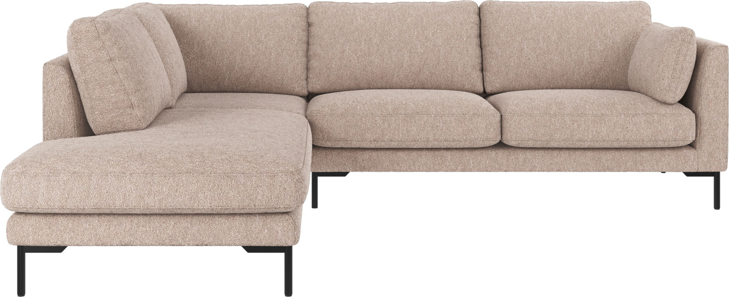 Hjørnesofa Rowico Corwin Venstrevendt Lysebeige Alice Stof Med Sorte Ben Skandinavisk Design