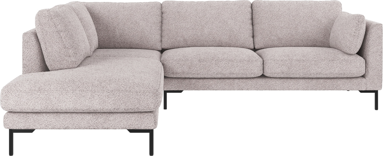 Hjørnesofa Rowico Corwin Venstrevendt Lysegråt Anna 15 Polyester Med Sorte Metalben H83ã B266ã D226 Cm