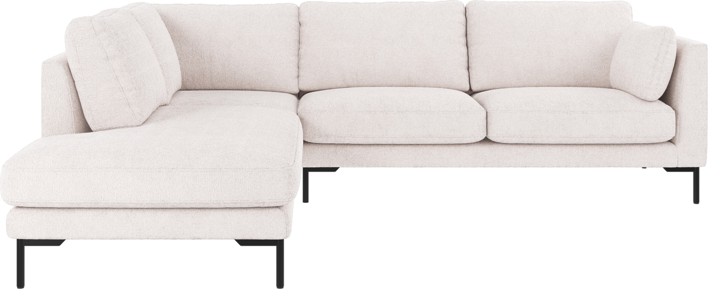 Hjørnesofa Venstrevendt Rowico Corwin   Hvidt Greg Polyester Med Sorte Metalben B266xd226xh83 Cm