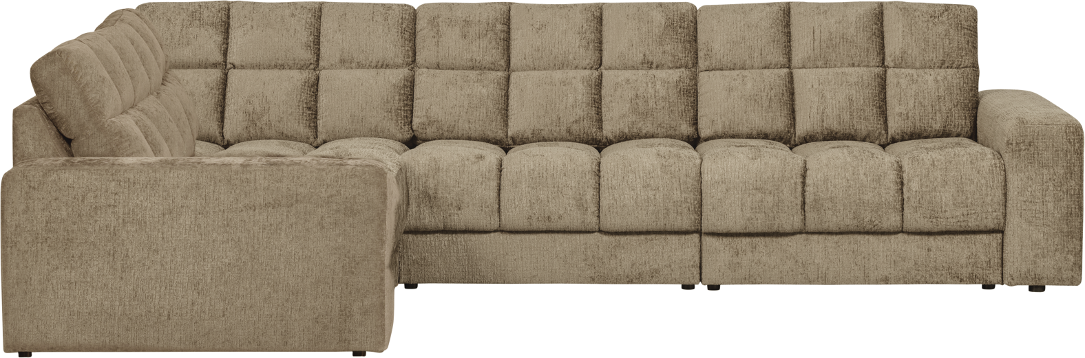 Elegant Venstrevendt Hjørnesofa i Lysegrå Velour