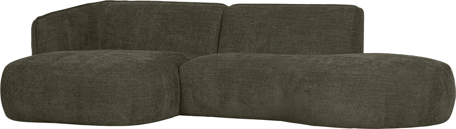 Hjørnesofa Woood Polly Venstrevendt Grøn 278 Cm Med Blødt Polyesterbetræk
