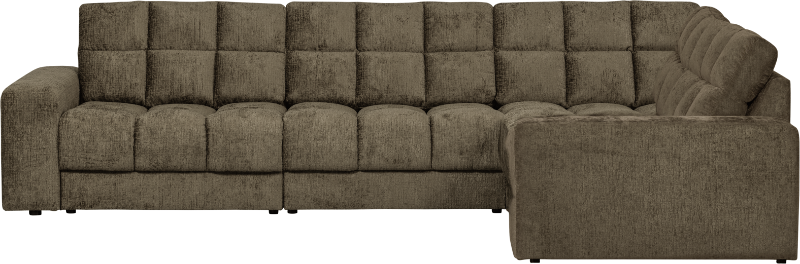 Hjørnesofa i grøn velour - Woood Second Date, højrevendt