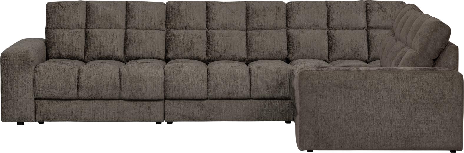Hjørnesofa Woood Second Date Velour Højrevendt Grå - Udsalg!