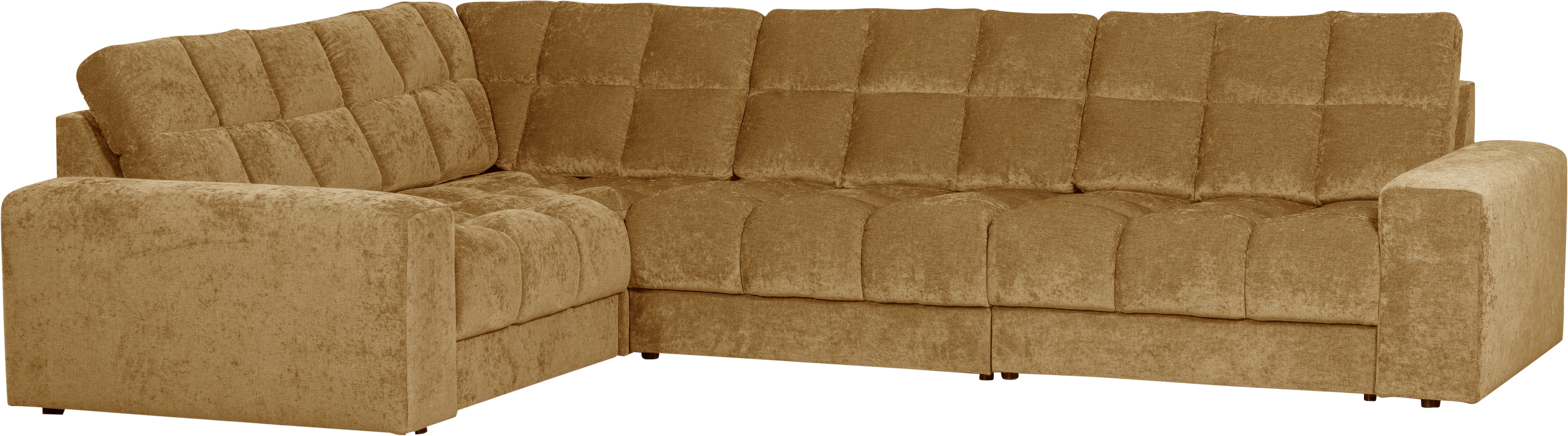 Luksuriøs venstrevendt hjørnesofa i guld polyester
