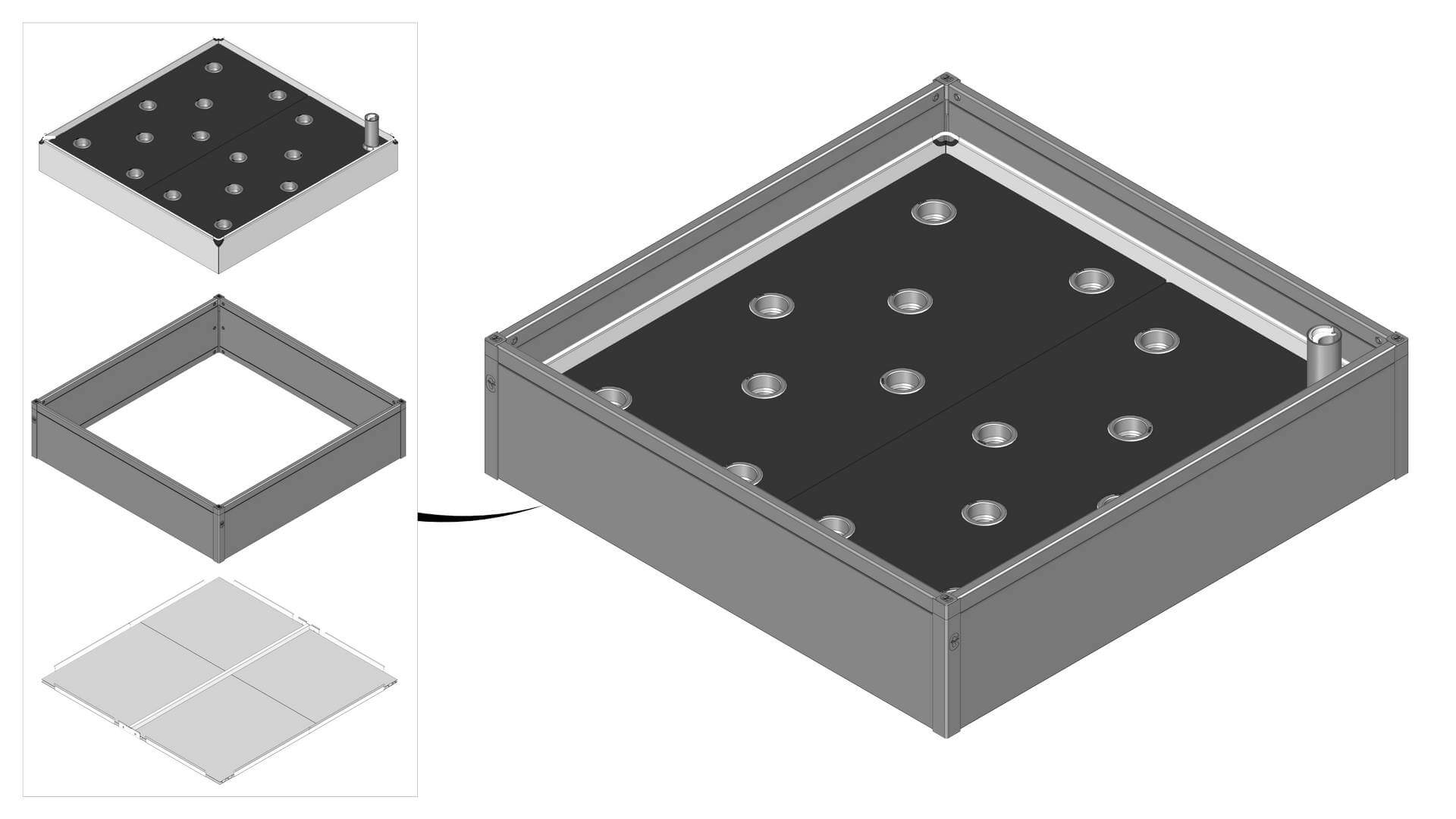 Højbed   Pvc  Inkl  Growwater Og Bund 30x120x120 Cm