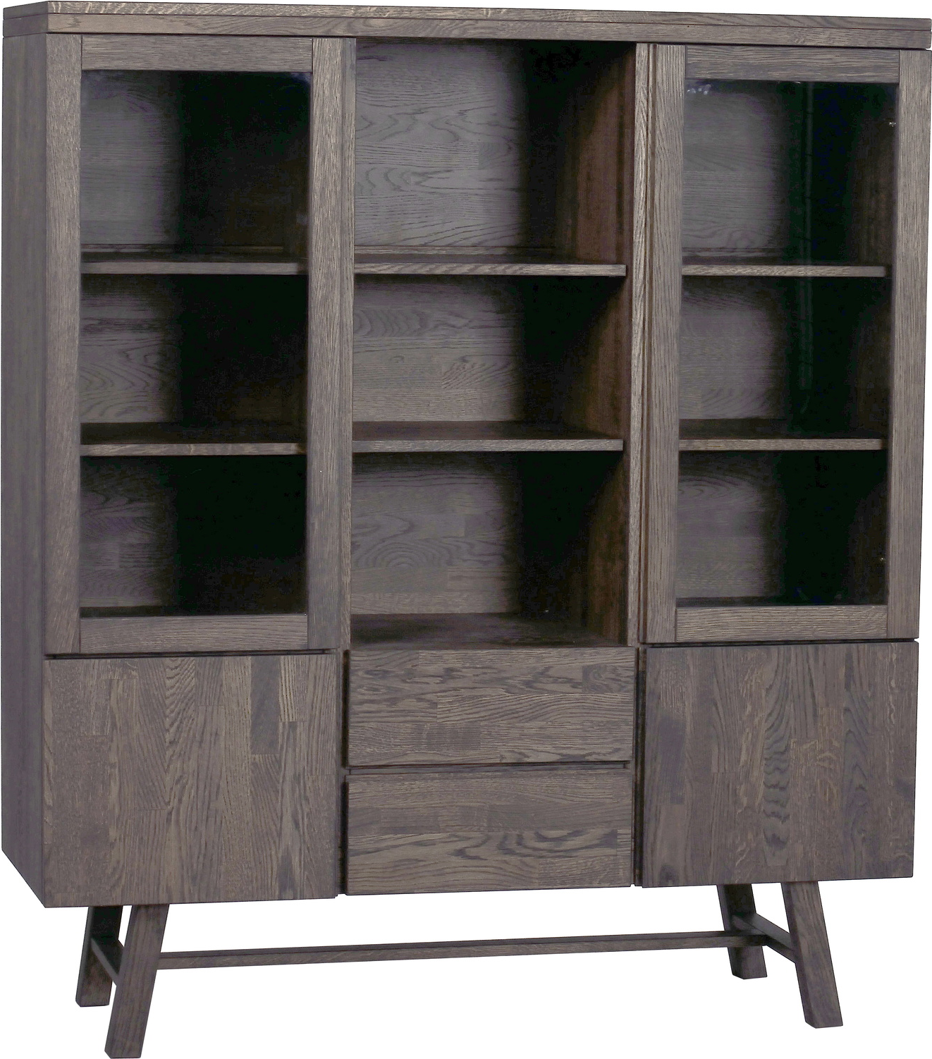 Højskab Rowico Brooklyn Mørkebrun Lakeret Massiv Eg Fsc 150x130x45 Cm