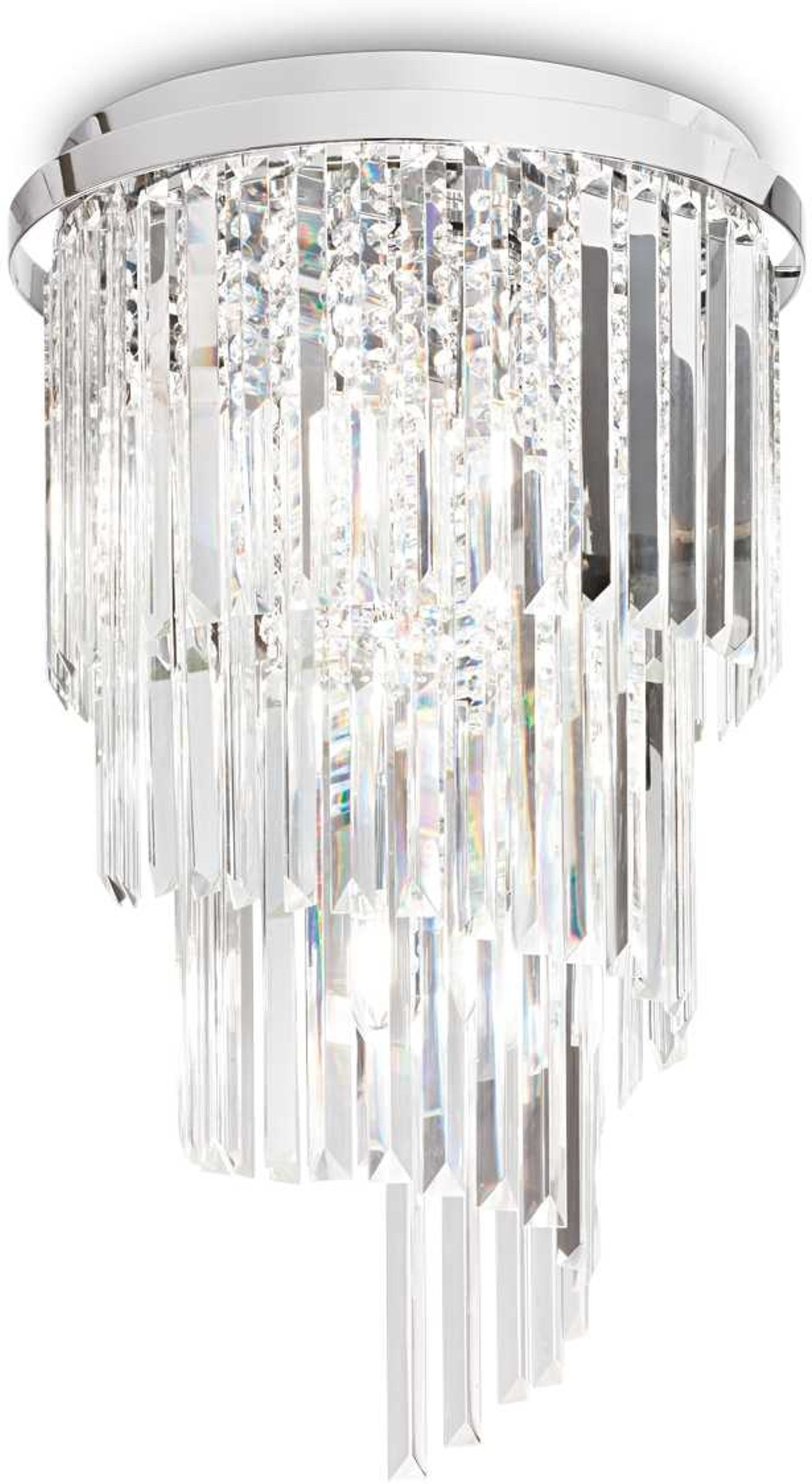 Elegant Carlton Loftslampe med Krystal og Krom - Ø40 cm
