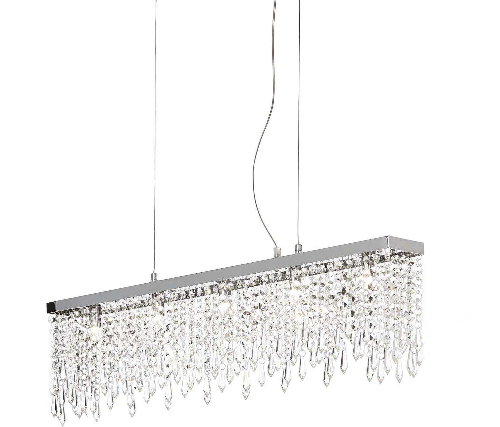 Elegant Giada Pendellampe i Krom og Glas med Krystalvedhæng