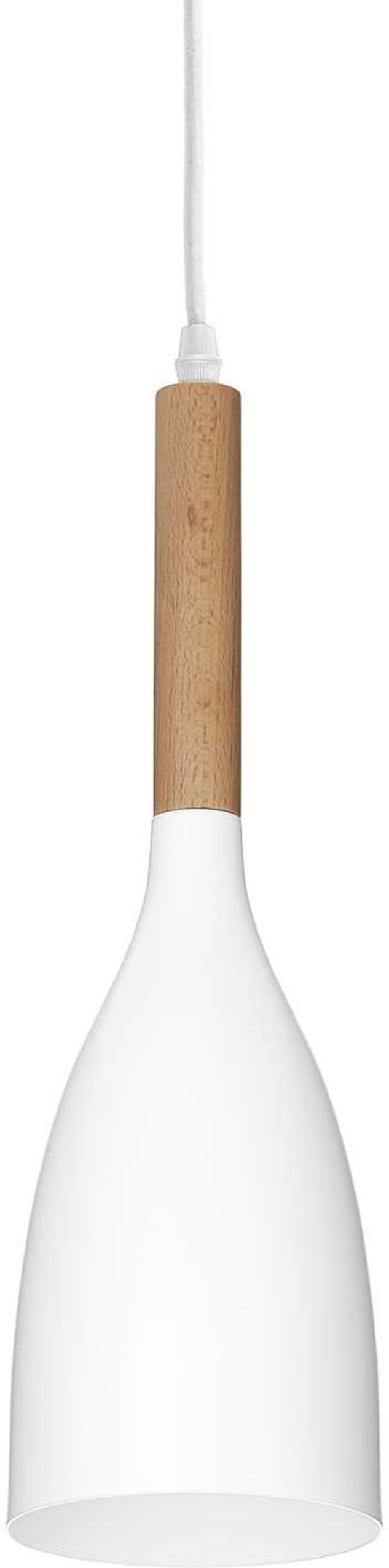 Ideal Lux Manhattan Pendel Lampe ø110   H405-2495 Mm Mat Hvid Med Trædetaljer