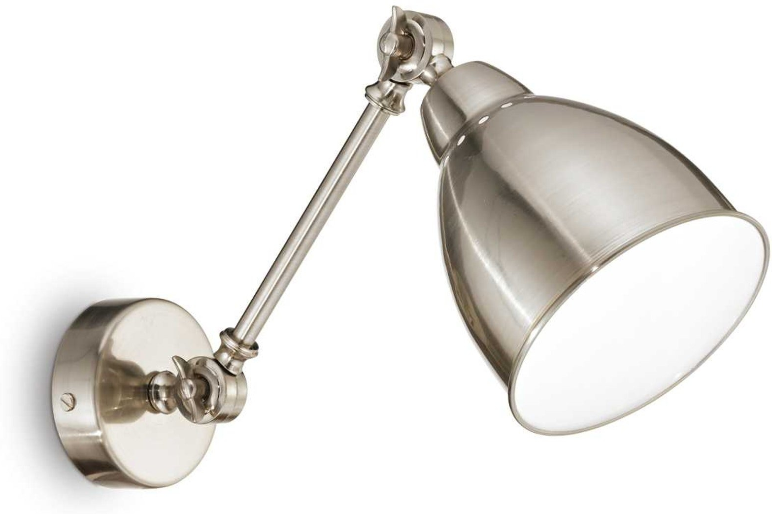 Ideal Lux Newton Væglampe Justerbar Metalarm Nikkelfinish H23 B14 L44 Cm