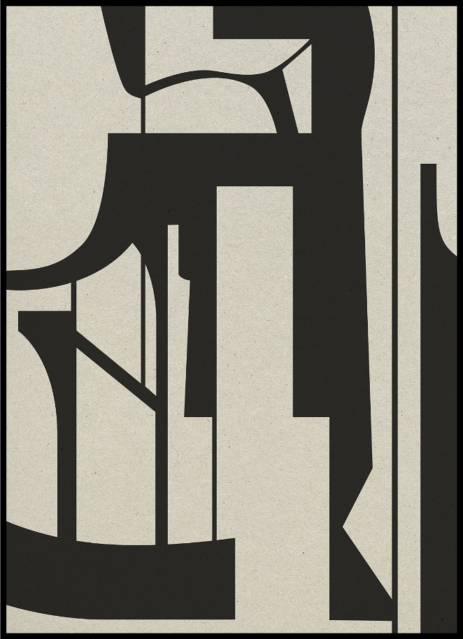 Illustration   Glasramme Kristina Dam Silhouette 51   34 Cm Grå Sort