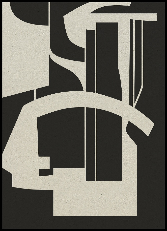 Illustration Med Ramme Kristina Dam Silhouette 51   34 Cm Sort Grå