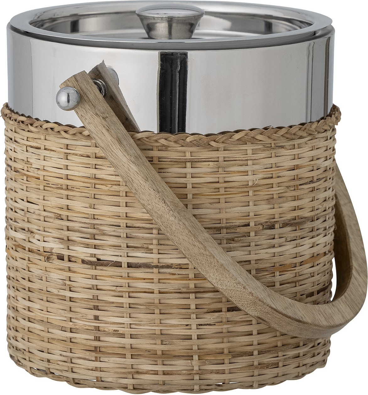 Isspand Bloomingville Colette   Rustfrit Stål Med Rattankappe Og Mangotræhåndtag ø18 H24 Cm