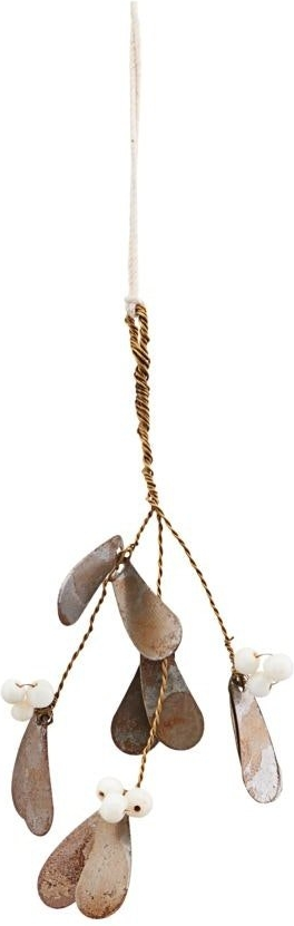 Juleornament House Doctor Mistletoe Mistelten Antik Metallisk 12ã 15 Cm Med Hvide Perler