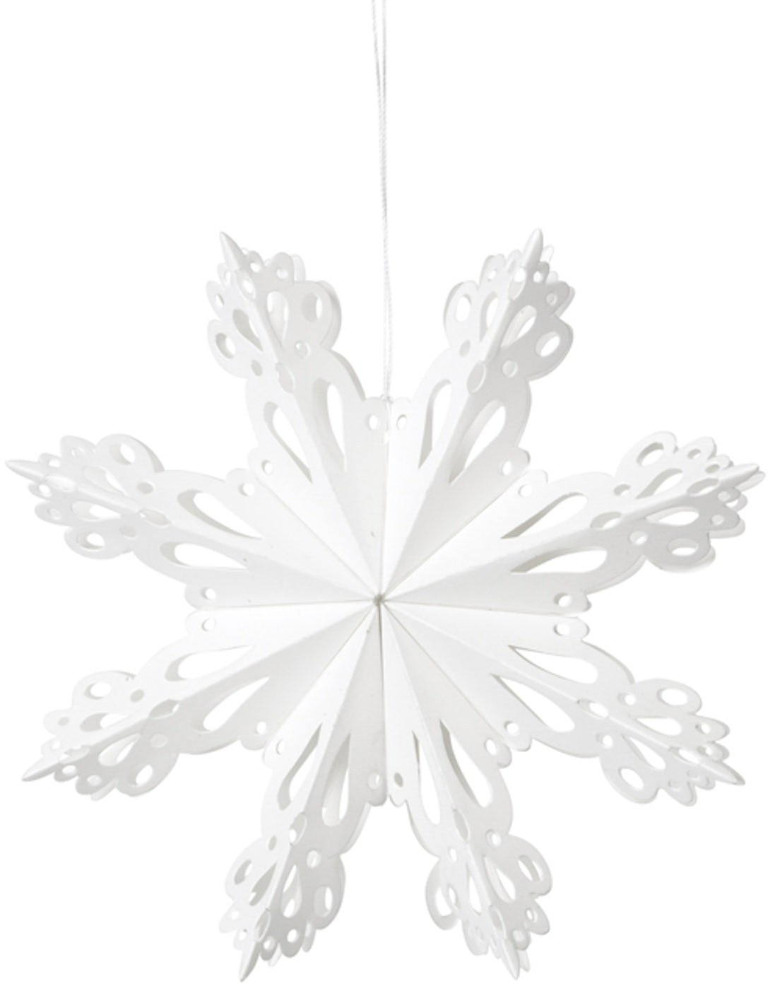 Julepynt Papir Ornament Ø15 Cm – Hvid Snefnug fra Broste
