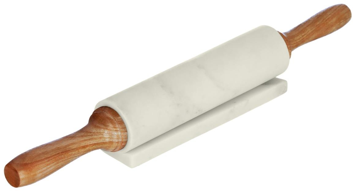 Kagerulle Dejrulle Kave Home Aimil Hvid Marmor Med Akacietræ Base 41 Cm