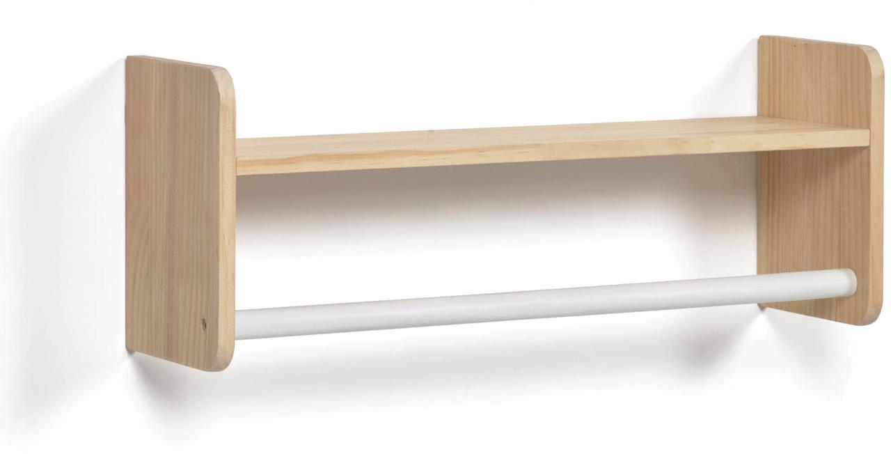 Kave Home Florentina Væghylde Massivt Fyrretræ Med Hvide Mdf-detaljer 52 5x15x20 Cm