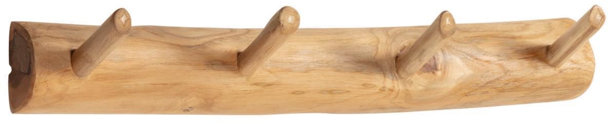 Kave Home Gaillech Væghængt Knagerække Massivt Teaktræ 63x11 Cm Rustik Natur