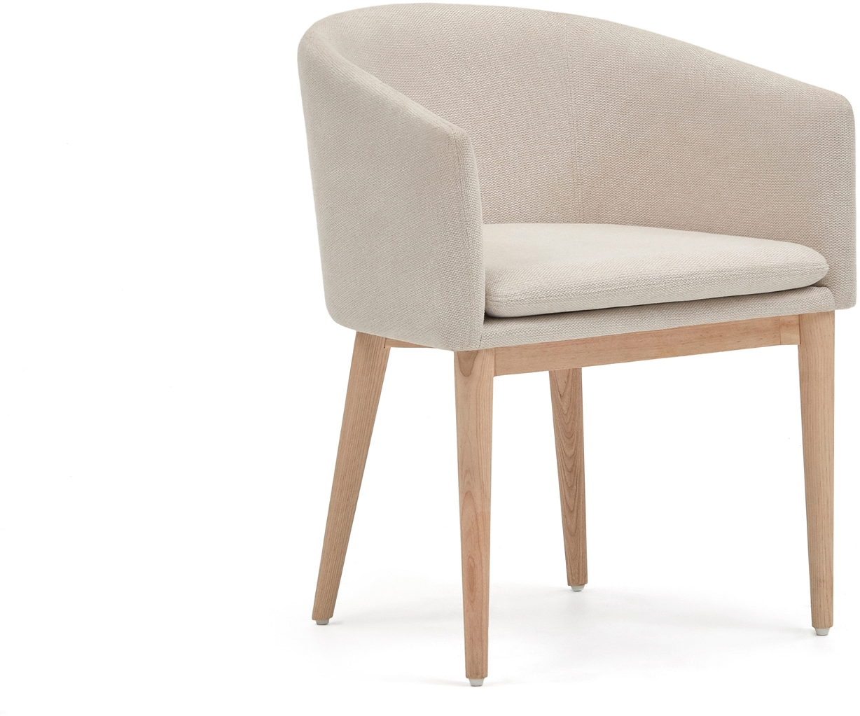 Kave Home Harmon Spisebordsstol Med Armlæn Beige Chenille Asketræsben Nordisk Design