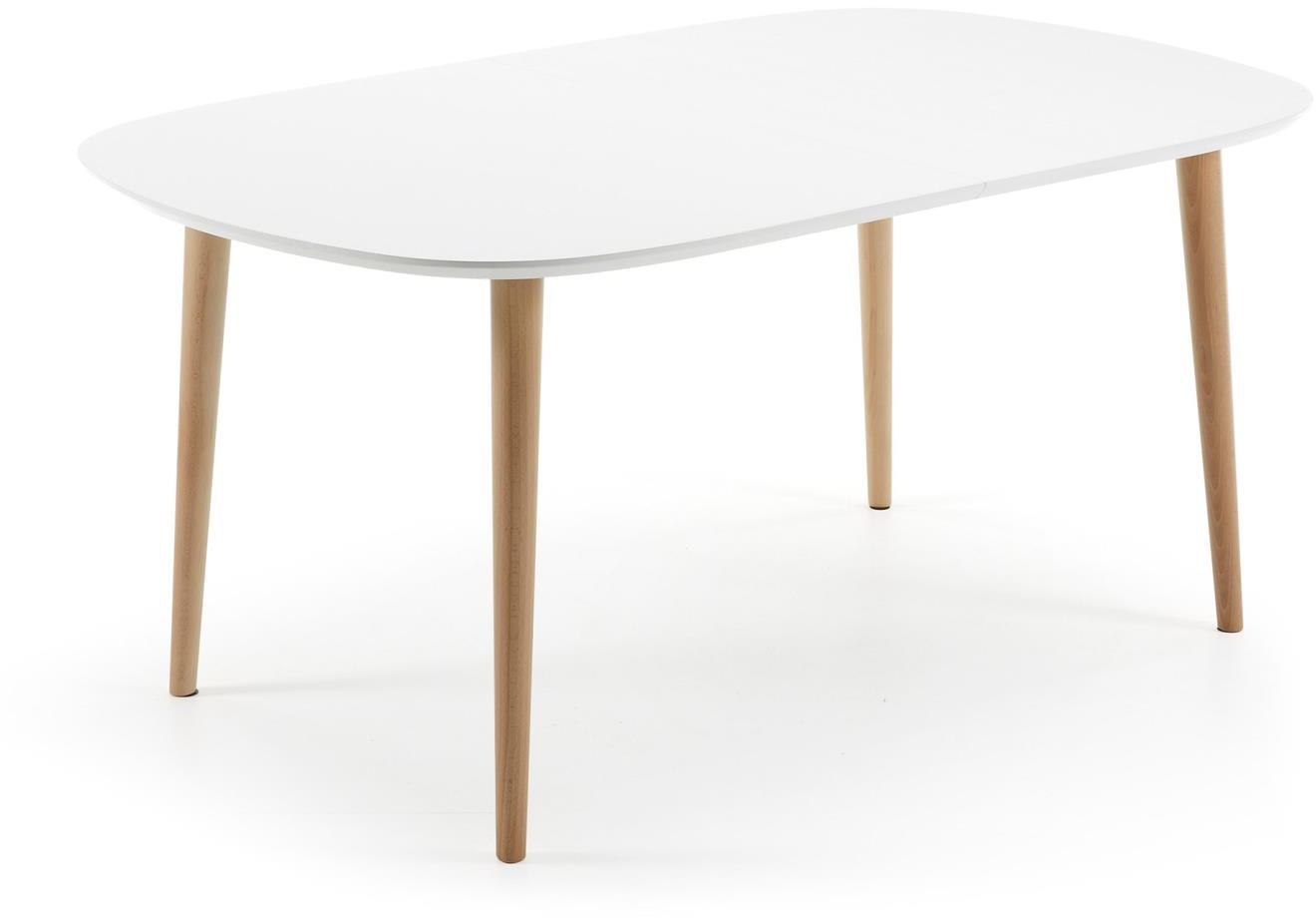 Kave Home Oqui Udtræks-spisebord Hvid Pu-lakeret Mdf Bøgetræ L160-210 B100 H74 Cm
