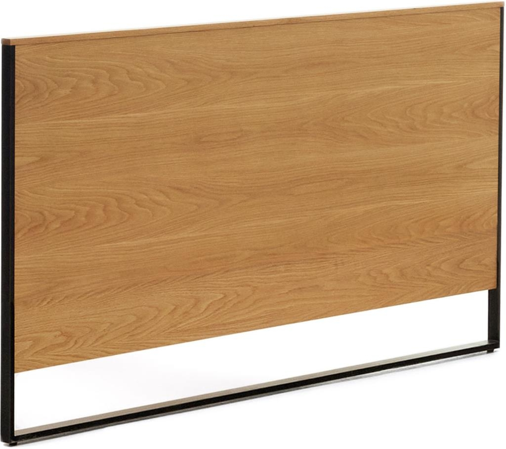 Kave Home Taiana Sengegavl Hovedgærde 97x173 Cm Egetræsfinér Natur Med Sorte Stålben