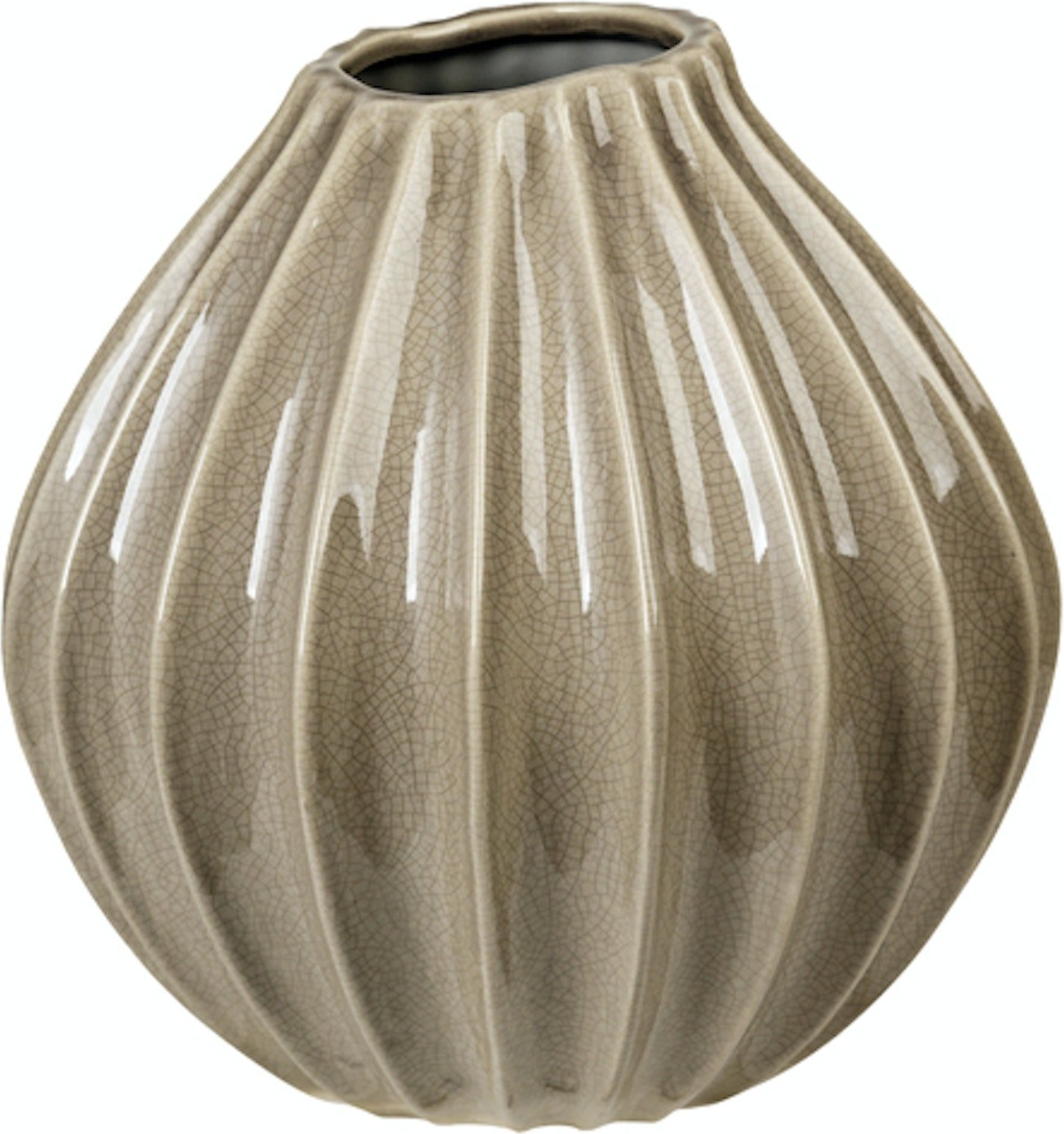 Broste Copenhagen Keramikvase – Brun med Rillede Detaljer