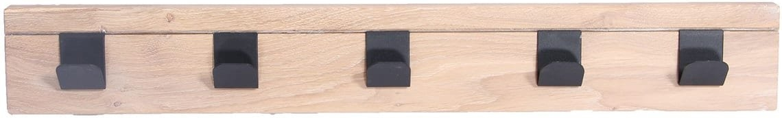 Knagerække House Of Sander Hanger Egetræ Hvid Med   Sorte Kroge 72   10 Cm